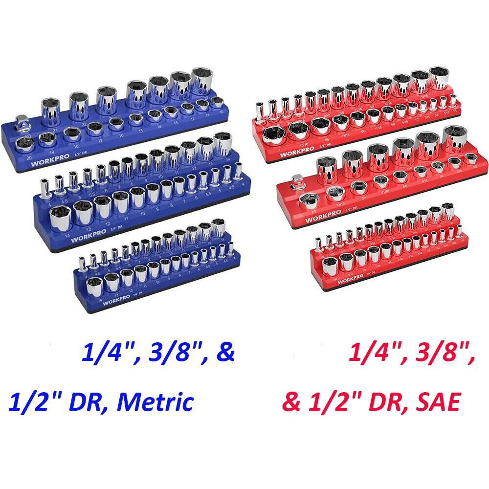 Magnetic Socket Organizer Storage Holder Tray 1/4"/3/8"/1/2" Drive SAE/Metric US gallery