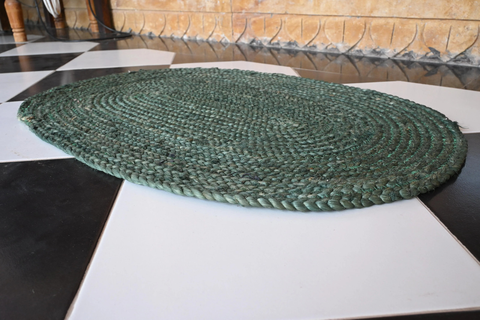 Rugmoda Jute Green Braided Oval Rug 1.5x2 ft Entryway Doormat Natural Fiber Mat gallery