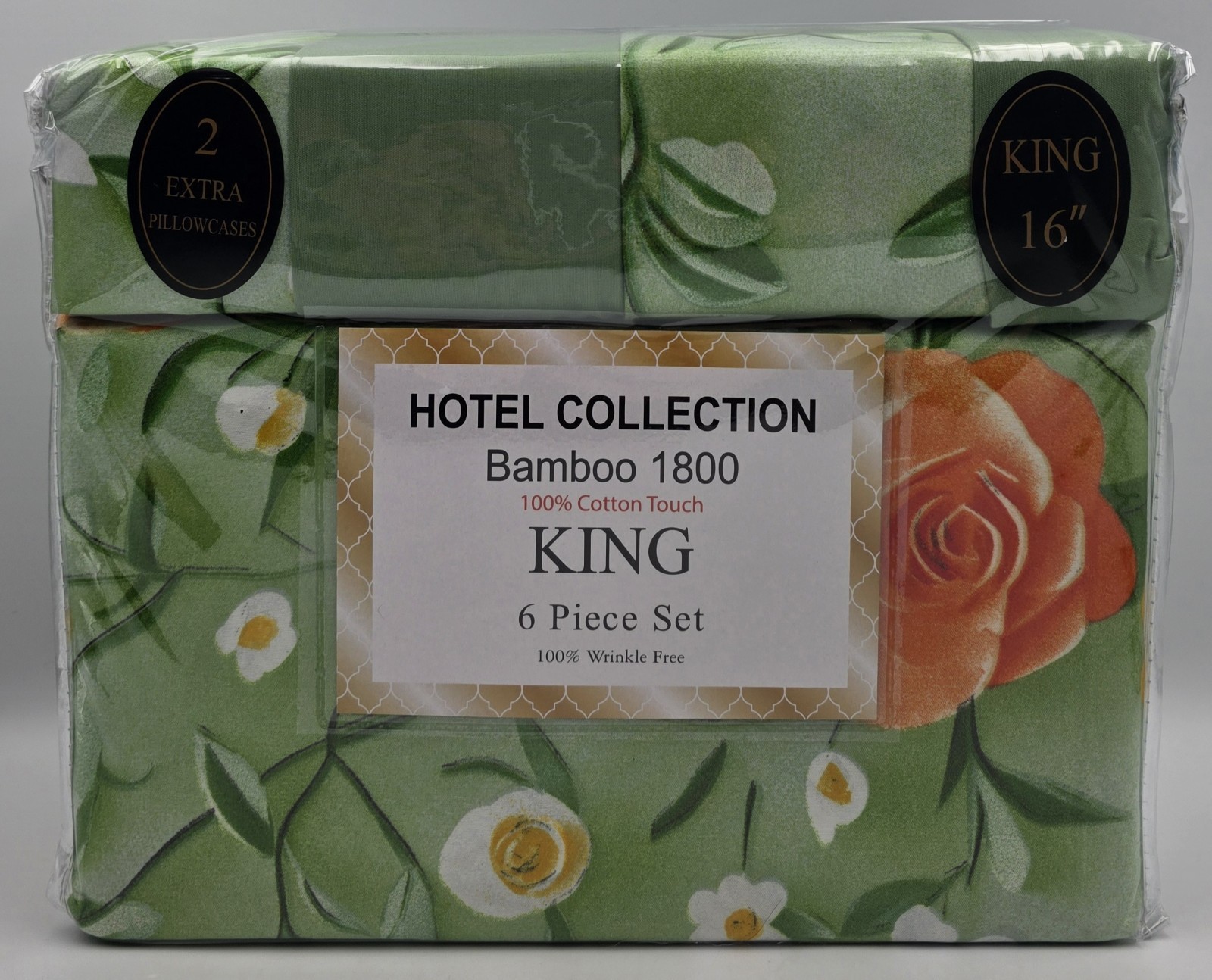 Clara Hotel Collection 100% Cotton 6-Piece King Size Floral Pattern Sheet Set gallery