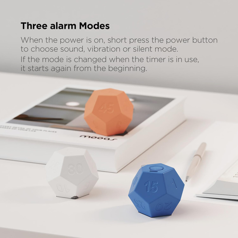 Dodecagon Time Ball Rechargeable Mini Timer (Blue), 11 Preset Times, Desk Produc gallery