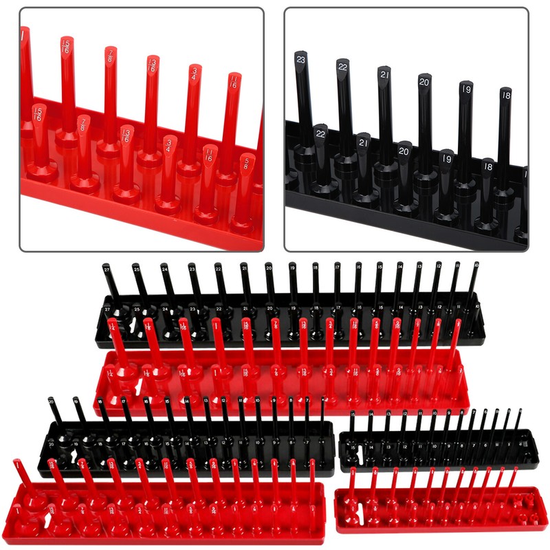 6PCS Socket Organizer Tray Set Hold 90 Metric&76 SAE Socket 1/4" 3/8" 1/2" Drive gallery