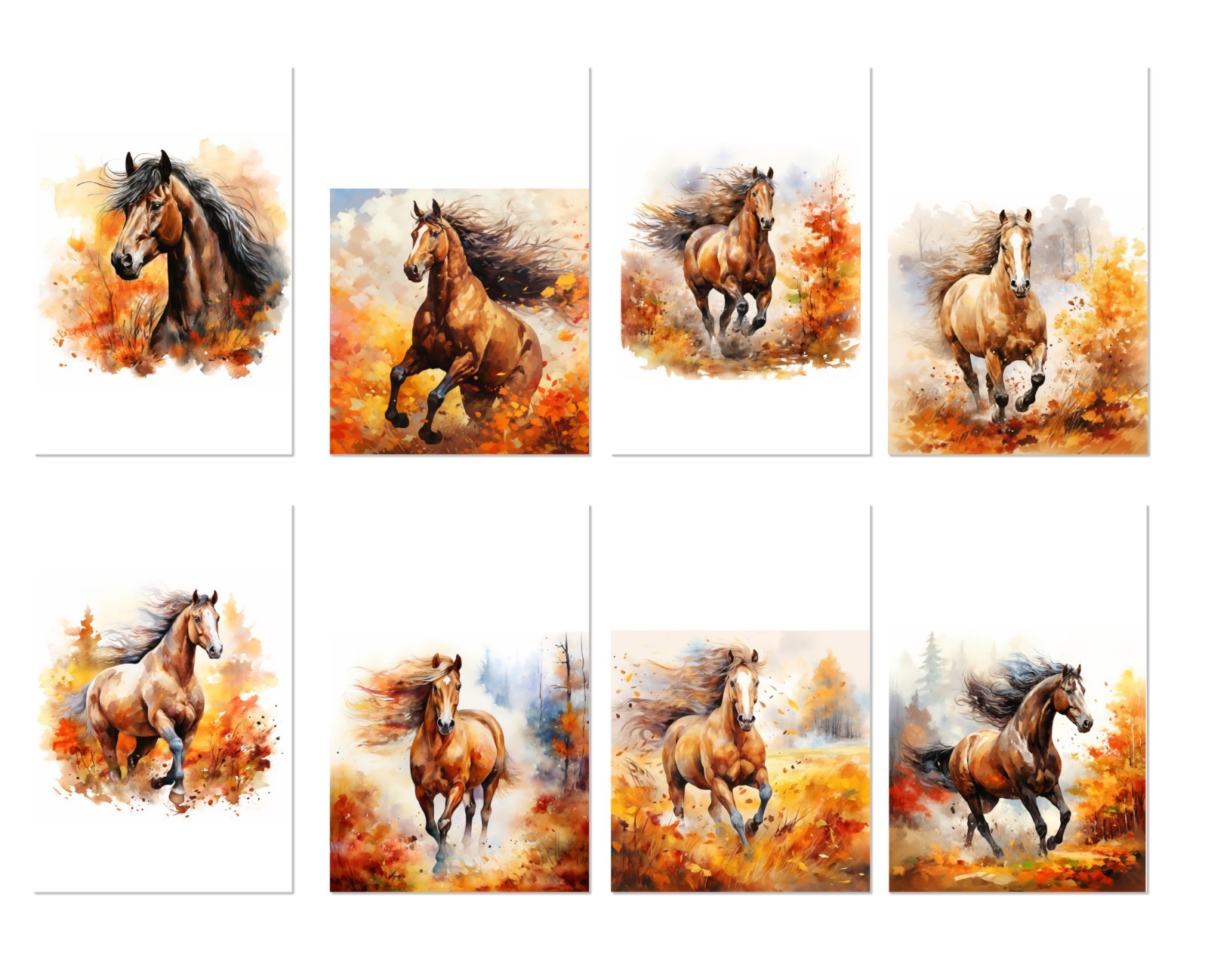 8 Horses All Occasion Note Cards Blank Greeting Cards Envelopes Watercolor gallery
