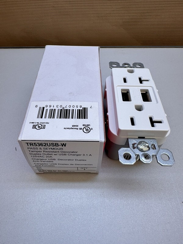 Legrand USB Duplex Outlet 20 Amp 125V Cat# TR5362USB-W White Color New gallery
