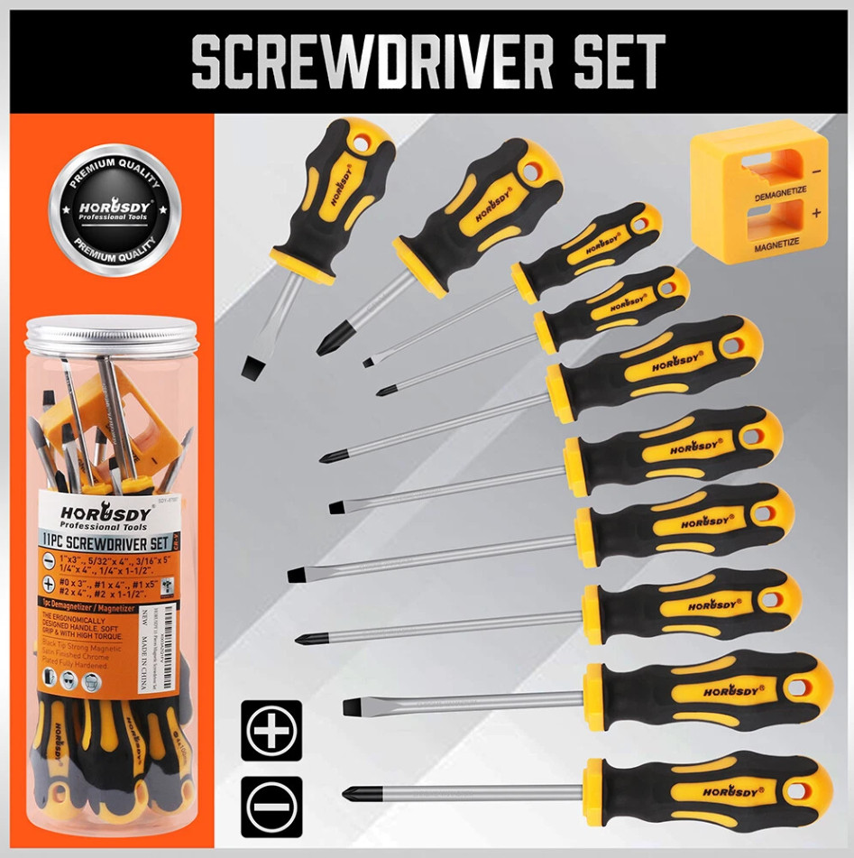 Magnetic Screwdriver Set 11-Pieces 5 Phillips 5 Flat Head Tips Magnetizer Tool gallery