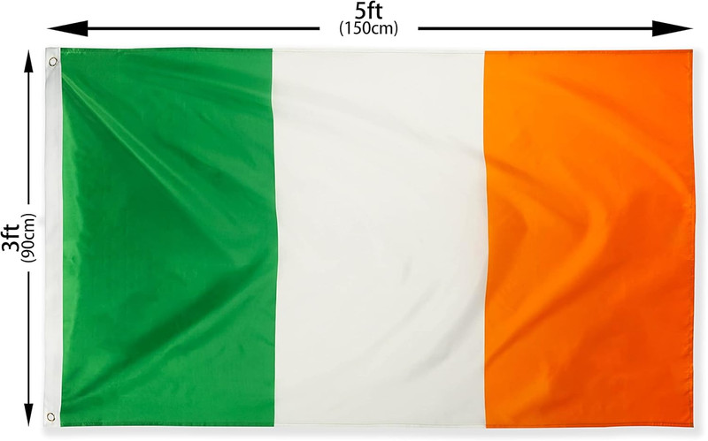 DANF Ireland Flag 3X5 Ft Thick Polyester, Fade Resistant, Brass Grommets, Canvas gallery