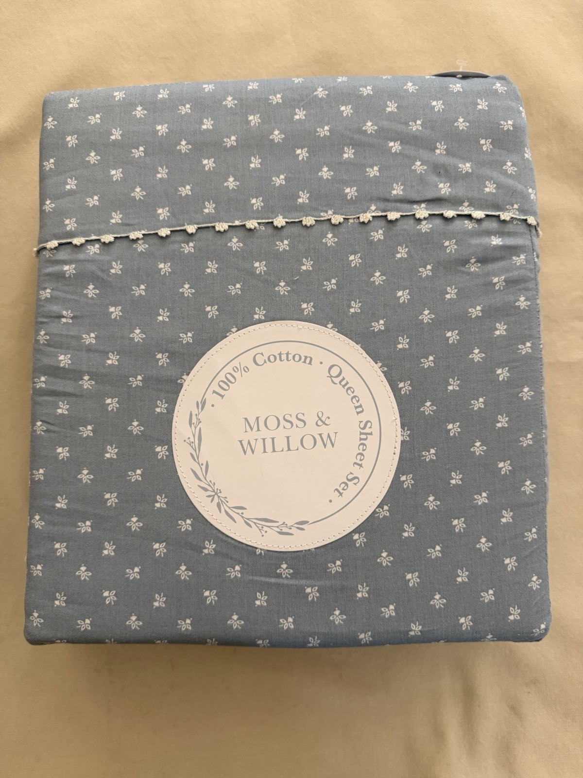 NEW 4pc Moss & Willow Queen Sheet Set Cottage Petite Floral Blue & White gallery