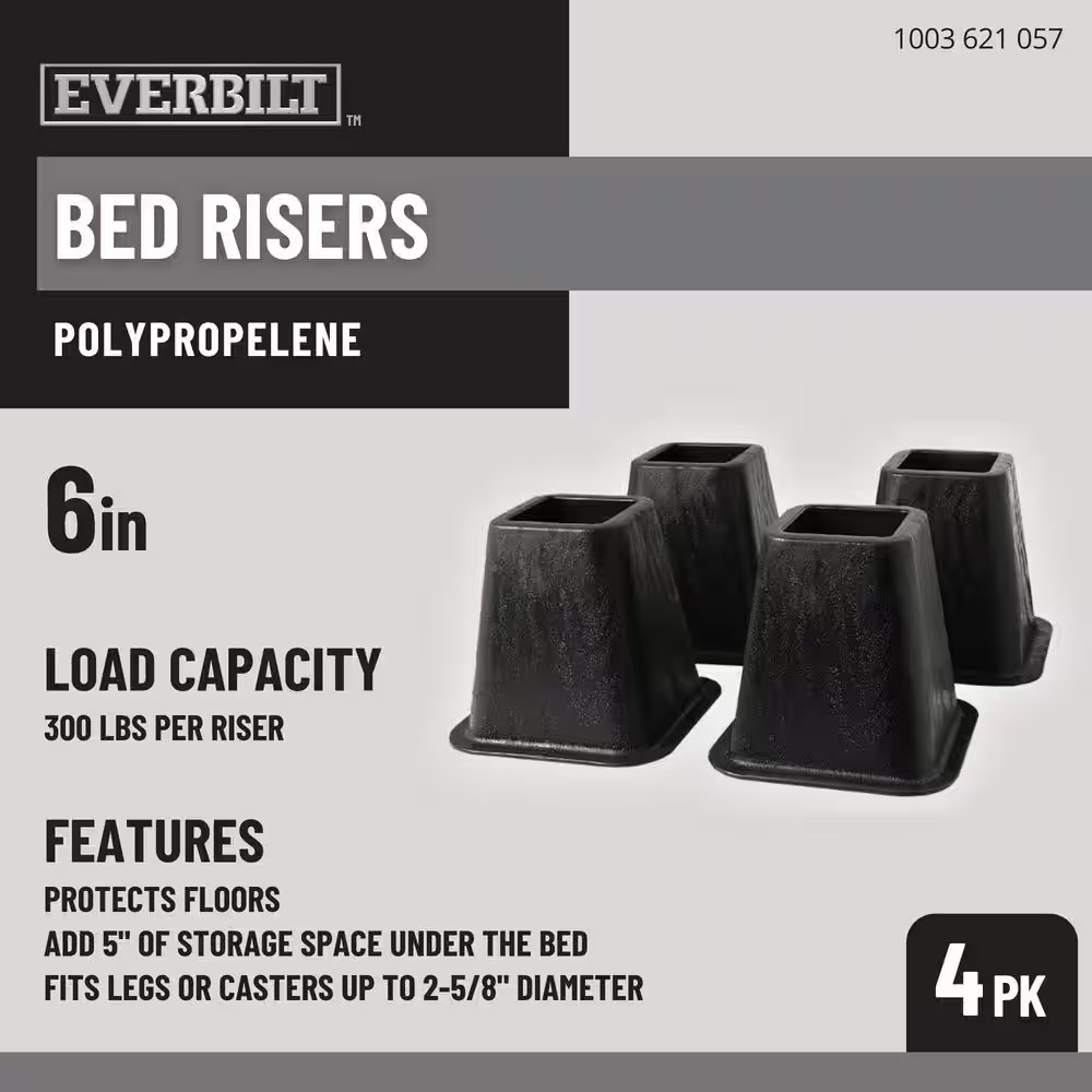 6 In. Black Bed Risers (4-Pack) gallery