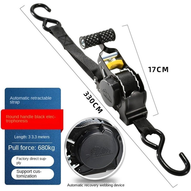 4 Pack Retractable Ratchet Tie-Down Straps 1500LBS Heavy-Duty for Boat, ATV, UTV gallery