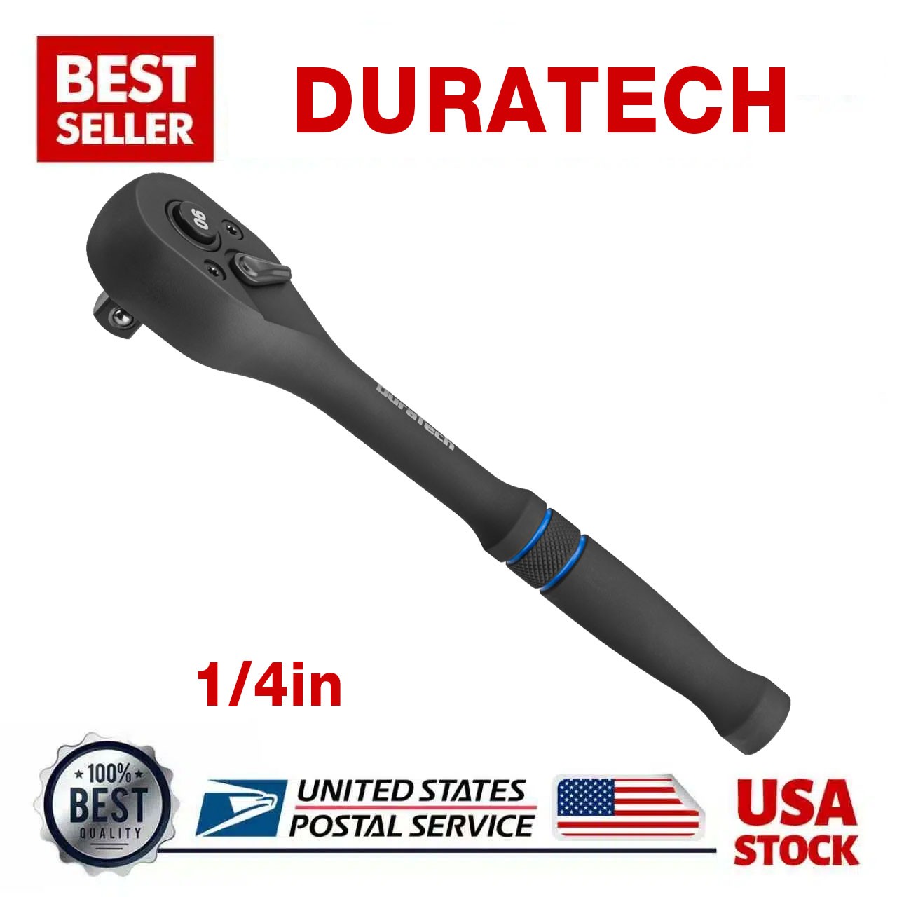 DURATECH 1/4-In Drive Ratchet, 90-Tooth Quick-Release Ratchet Wrench, Reversible gallery