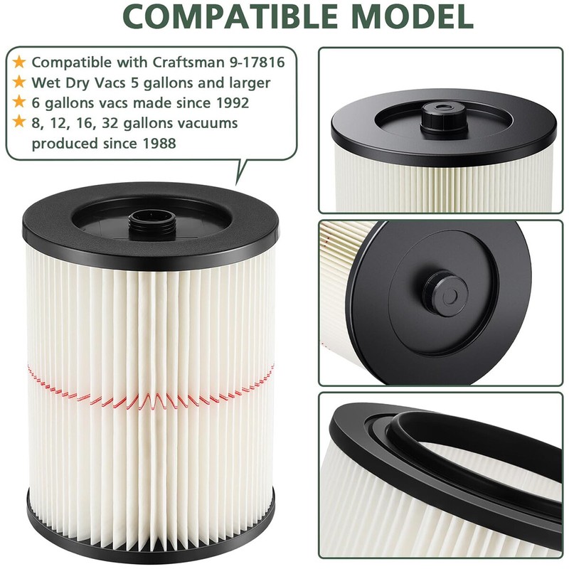 Replacement Cartridge Filter for Shop Vac Craftsman 9-17816 Wet Dry Air Filter gallery