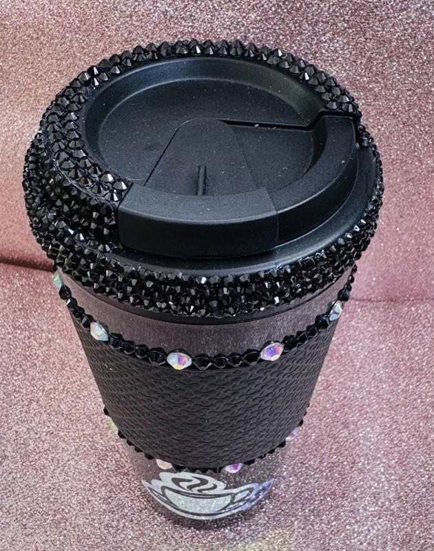 Black Decorated Insulated Plastic Tumbler with Drink Through Lid, Coffee Theme gallery
