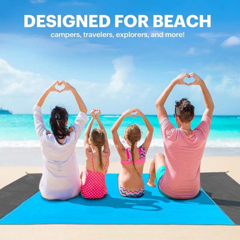 Beach Blanket Sandproof Oversized, 79''×83'' Extra Large Beach Mat, Portable ... gallery