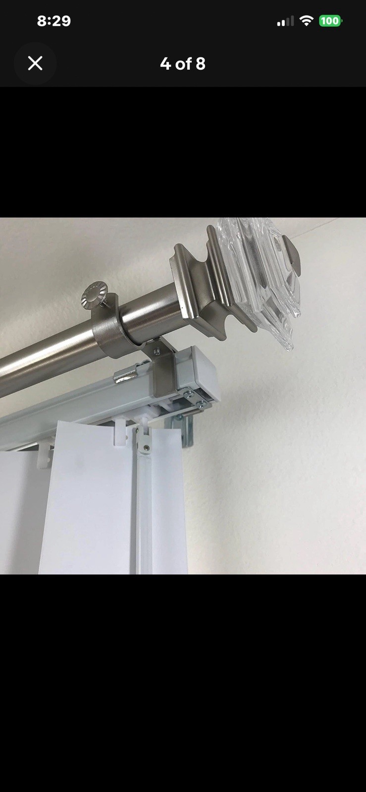 3 (Three) Silver NONO Brackets: Outside Mounted Curtain Rod On Vertical Blinds gallery