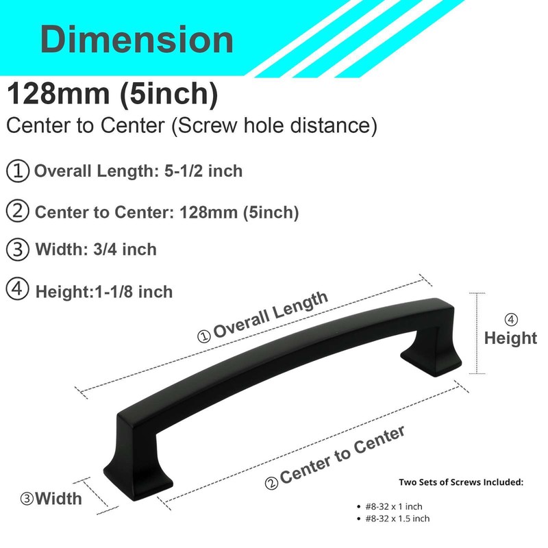 Solid Matte Black Square Cabinet Pulls Knobs Handles Kitchen Bathroom Drawers gallery
