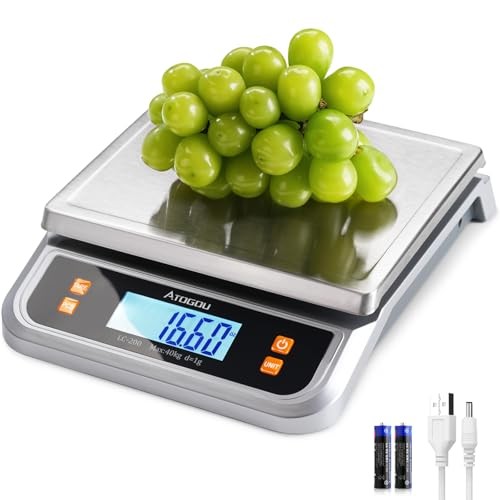 88lb Food Scale, Commercial Kitchen Scale Plug-in Usable Silver 88 lb (40 kg) gallery