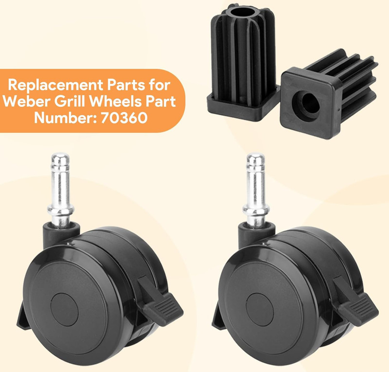 4pk Locking Casters Wheels w Inserts for Weber 70360 Genesis Spirit Summit Grill gallery
