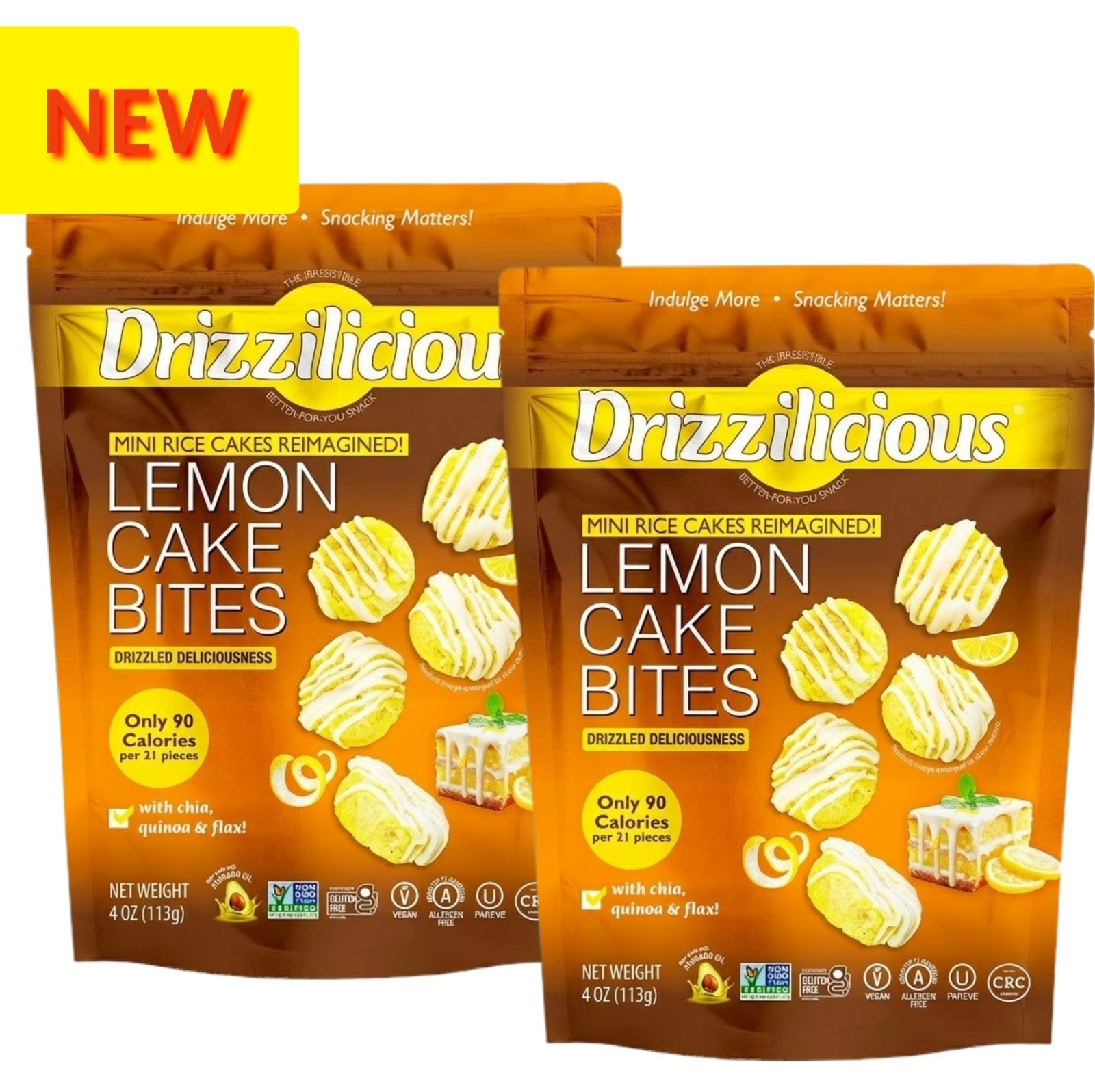 Drizzilicious Lemon Cake Bites Mini Rice Cakes Vegan Gluten Free Snacks 4oz 2 PK gallery