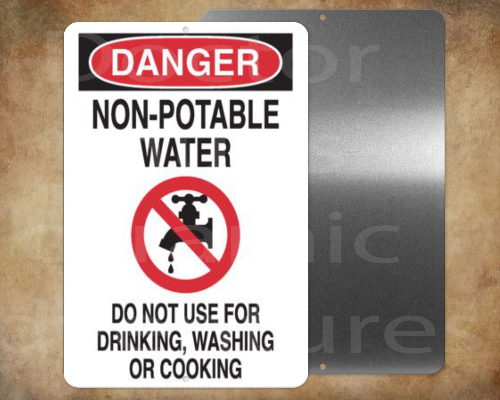 DANGER Non Potable Water do not drink wash 8" X 12" metal sign Made in USA gallery