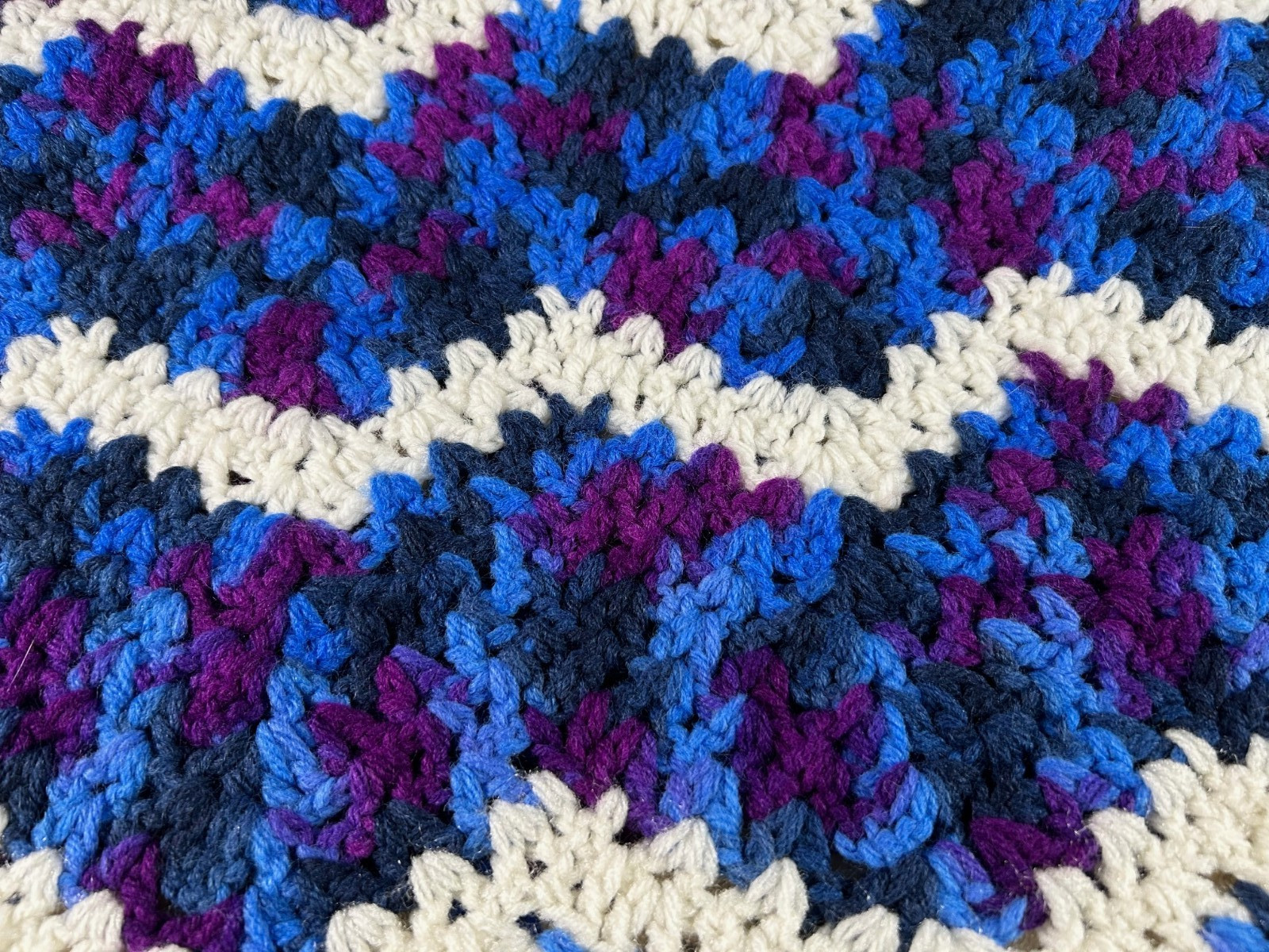 Handmade Crochet Afghan Small Blanket Throw Lap Blanket 41" x 49" Blues Purple gallery