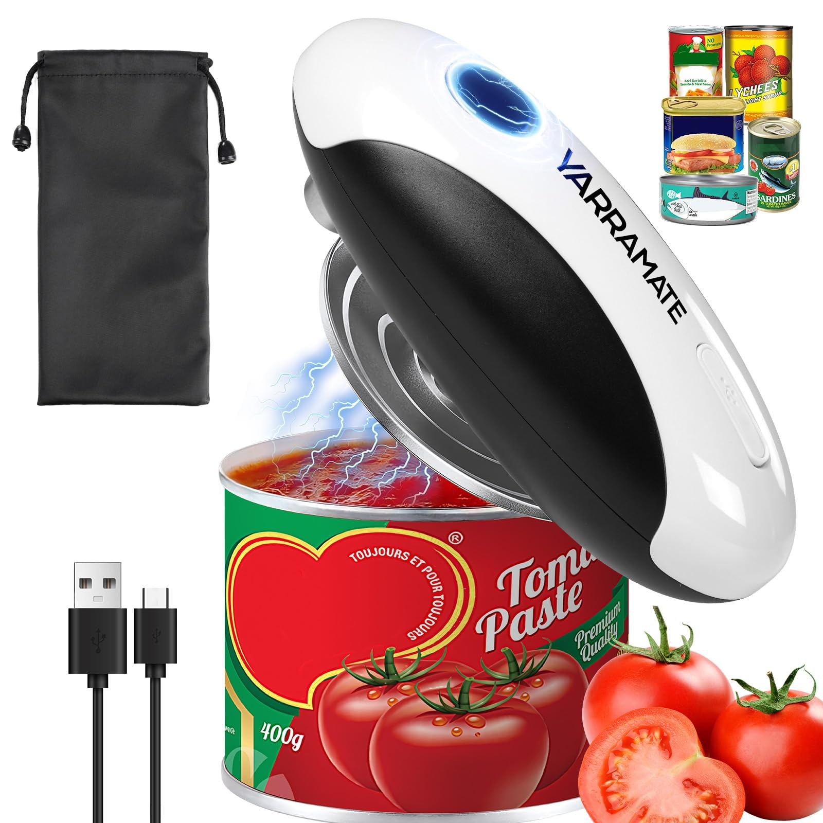 YARRAMATE Electric Can Opener, One Touch Rechargeable Normal, White Black gallery
