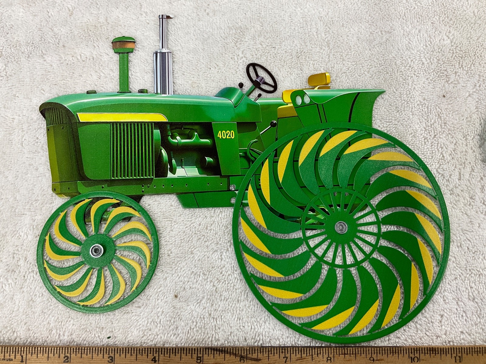 Garden Wind Spinner, John Deere 4020 Tractor Windmill Stake with Rotating Wheels gallery
