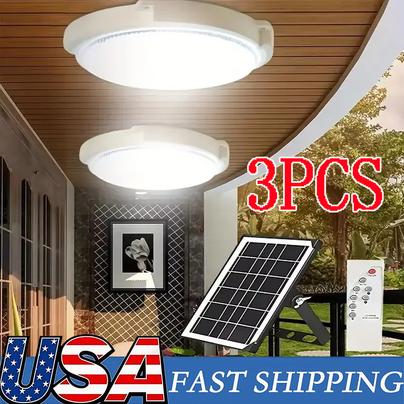 Solar Panel Powered Light Pendant Ceiling Lamp Indoor Outdoor Garden Shed Barn gallery