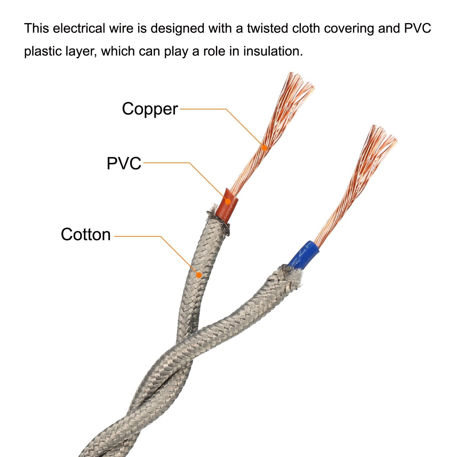 Twisted Cloth Covered Wire 2 Core 18AWG 10m/32.8ft,Electrical Cable,Grey gallery
