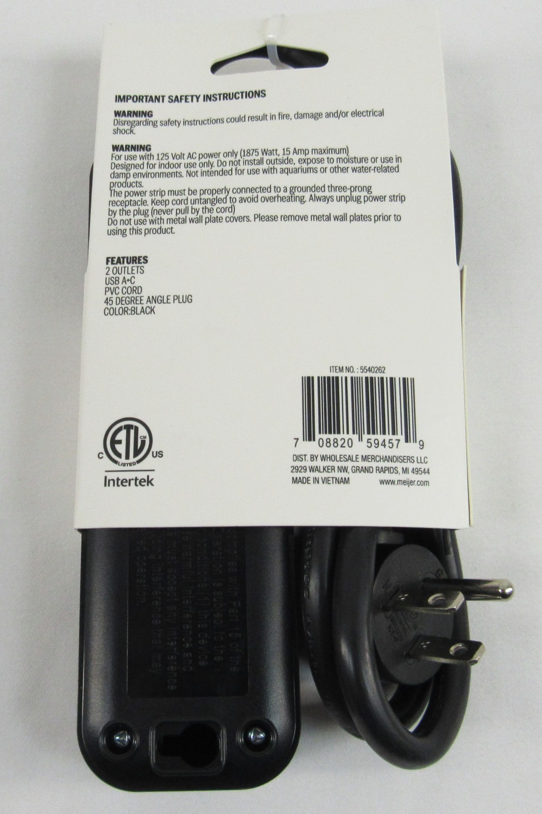 Power Strip with USB-A Port & USB-C Port, 2 Outlets 3ft Extension Cord Flat Plug gallery