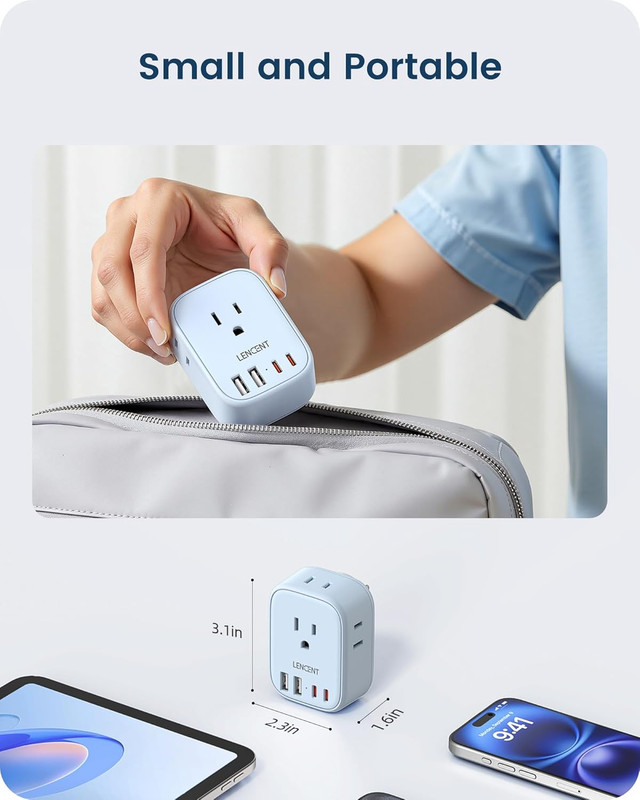 Multi Plug Outlet Extender with USB C, 4 AC Electrical Outlet Expander with 4 US gallery