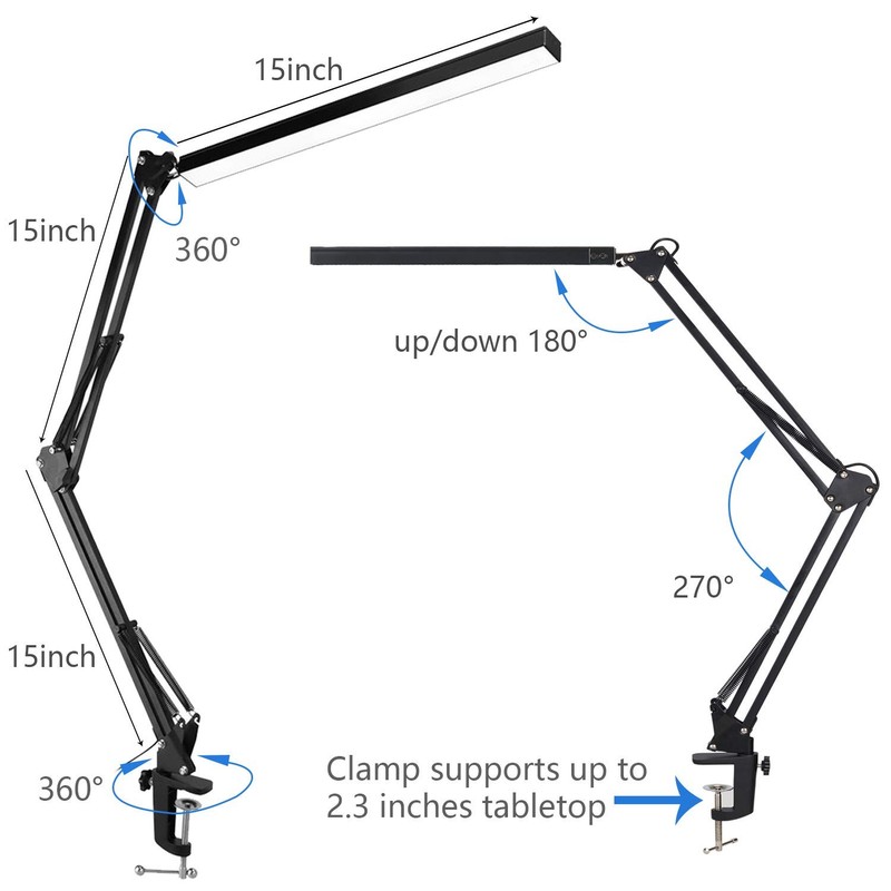 LED Architect Desk Lamp, Touch Control Metal Swing Arm Dimmable Task Lamp, Ey... gallery