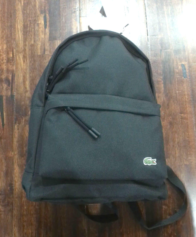 LACOSTE UNISEX BLACK BACKPACK with 2 FRONT POCKETS 2