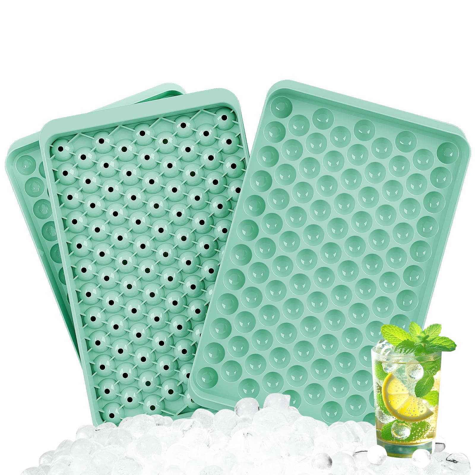 Mini Ice Cube Tray, Small Round Ice Cube Molds 104x3 PCS Tiny Pebble balls, C... gallery