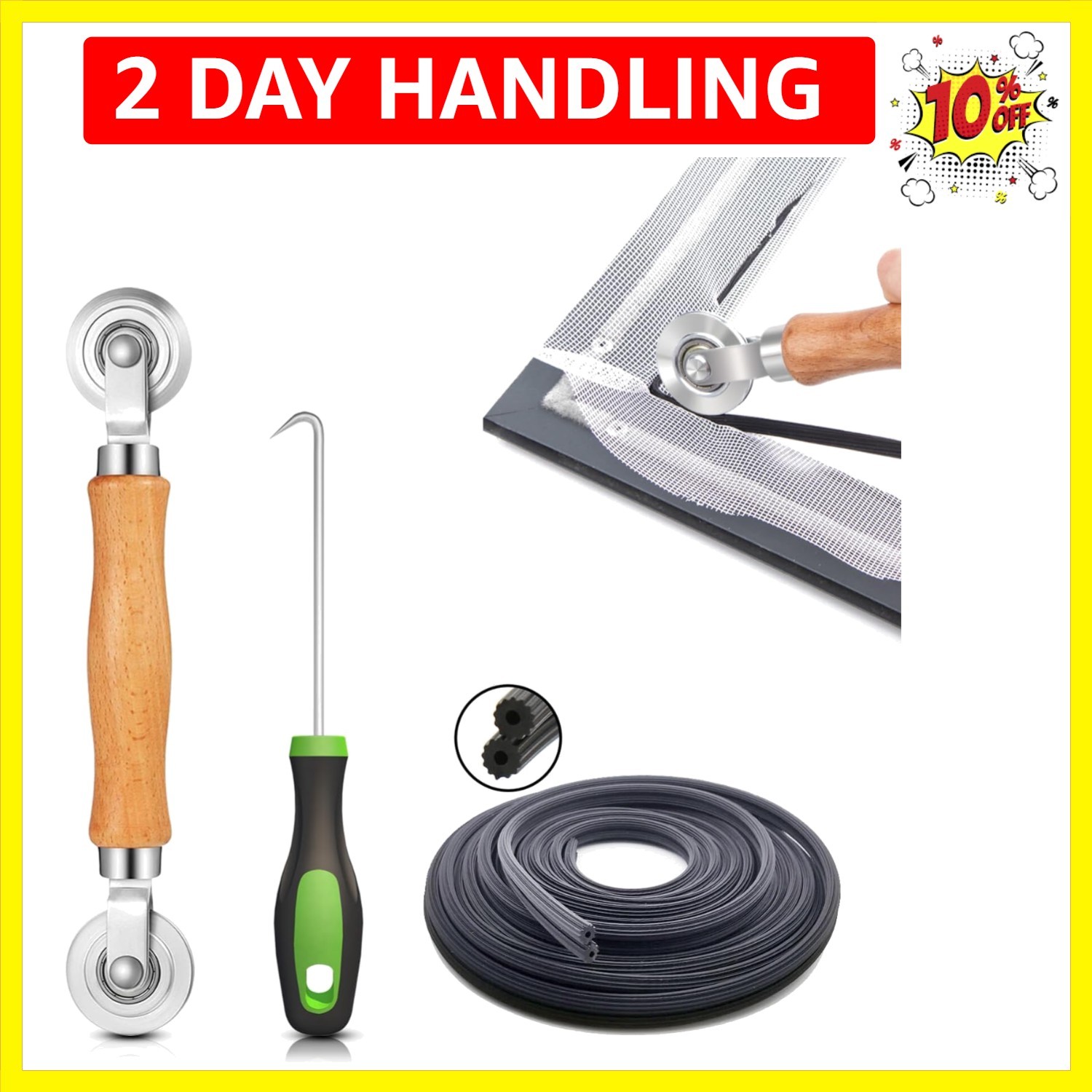 Screen Repair Kit/Tool, Screen Roller Tool, Steel Roller with Bear, 32 ft Spl... gallery