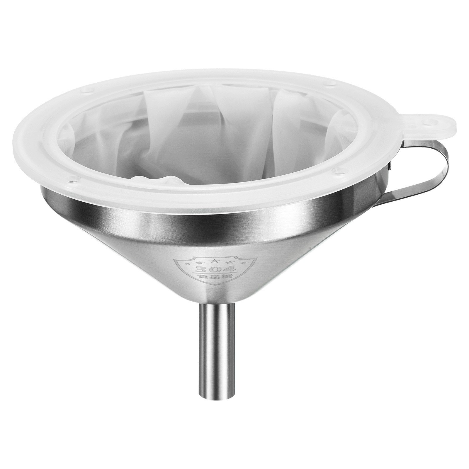 5.9" Dia Stainless Steel Kitchen Funnel with 100 Mesh Strainer White Silver Tone gallery