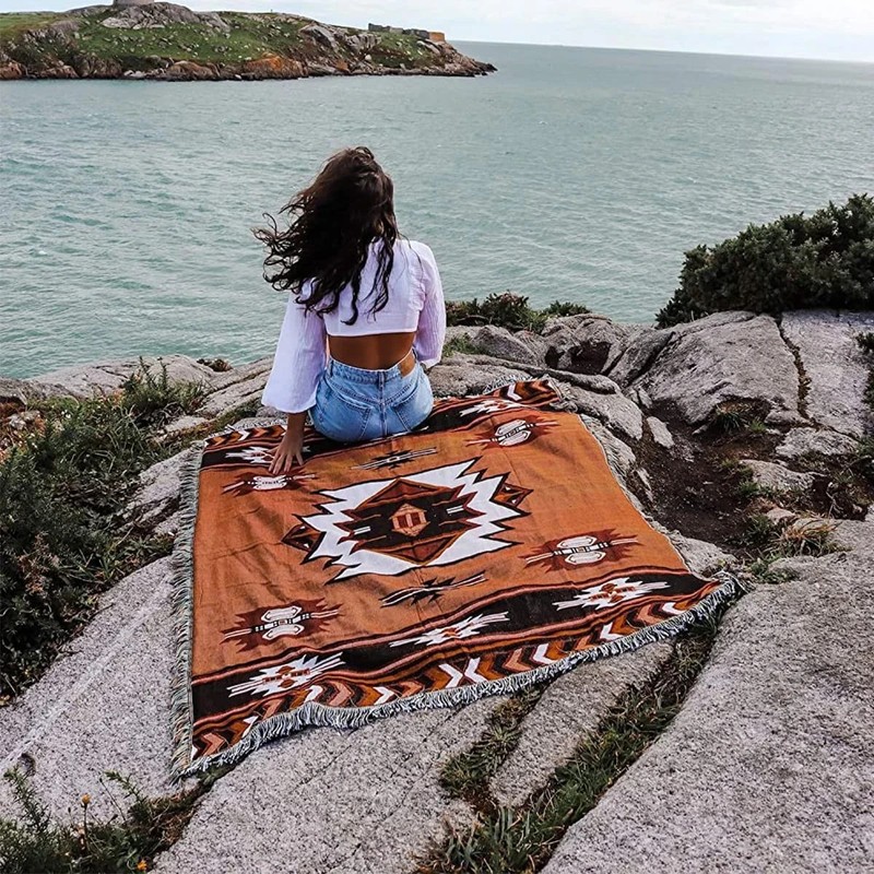 Aztec Throw Blanket Native American Blanket Southwestern Boho Decor Rev... gallery