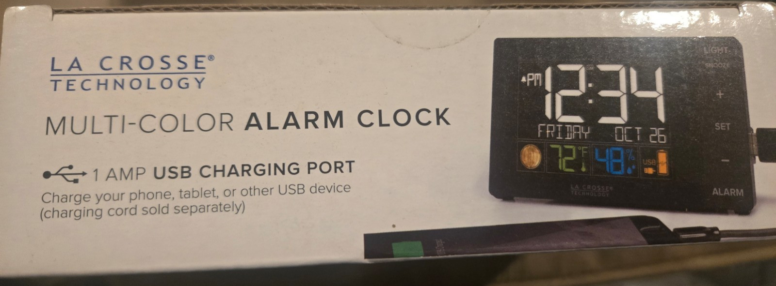 LA CROSSE TECHNOLOGY C86224 MULTI COLOR DIGITAL ALARM CLOCK W/2 USB PORTS / TEMP gallery