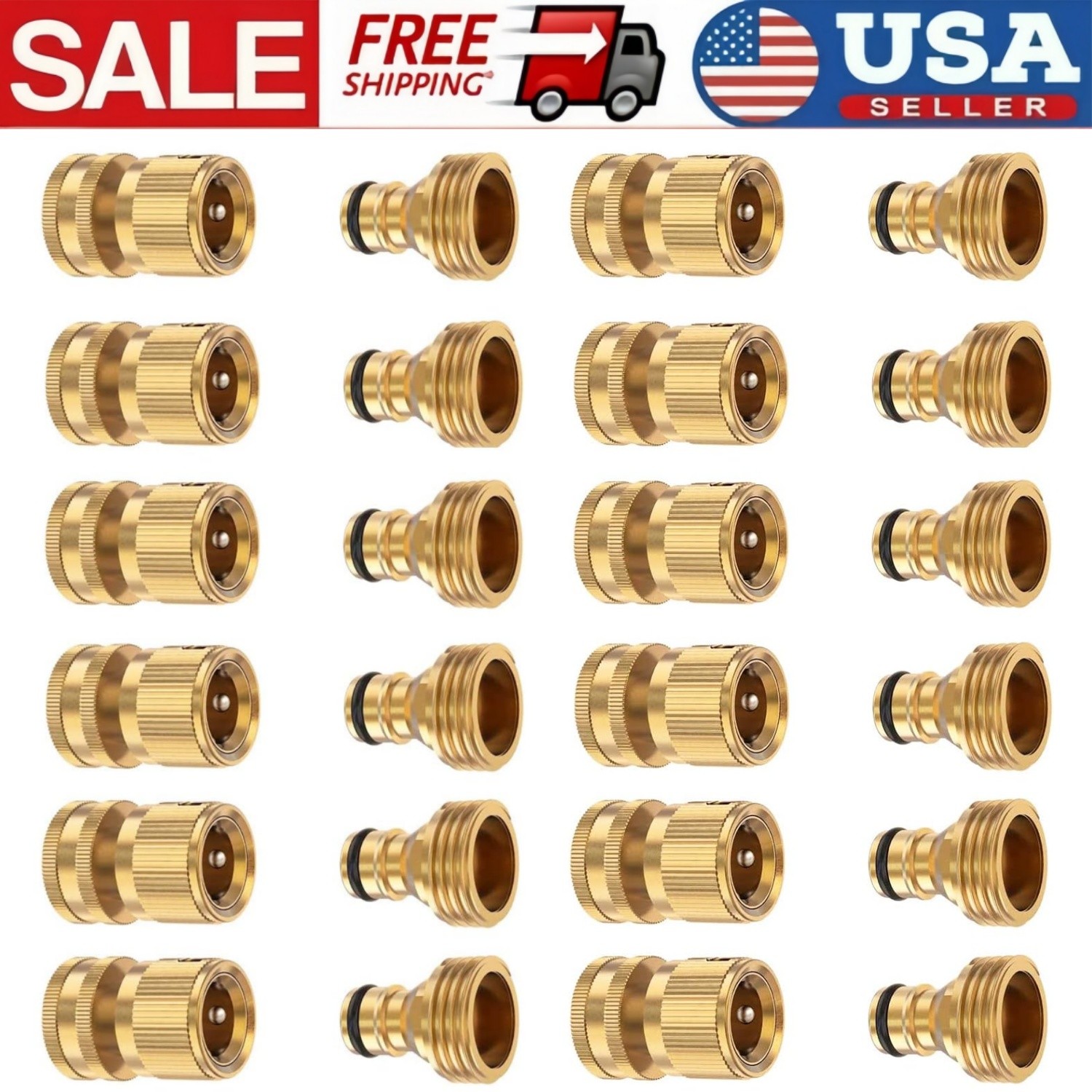 3/4"Garden Hose Quick Connector Water SOLID BRASS Female Male Connect Set US gallery
