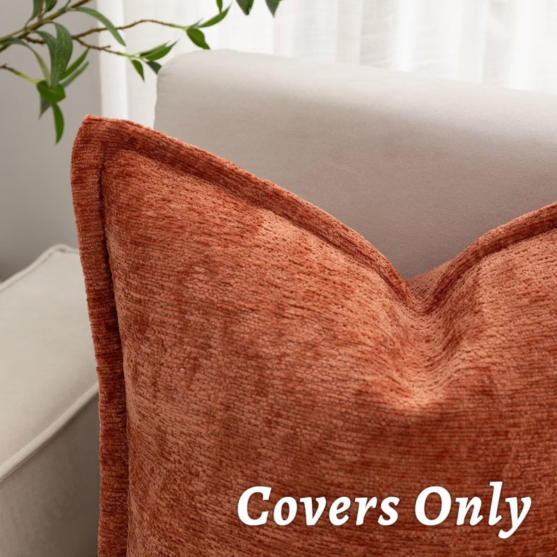 Burnt Orange Fall Decorative Throw Pillow Covers 12x20 Inch Set of 2 Chenille gallery
