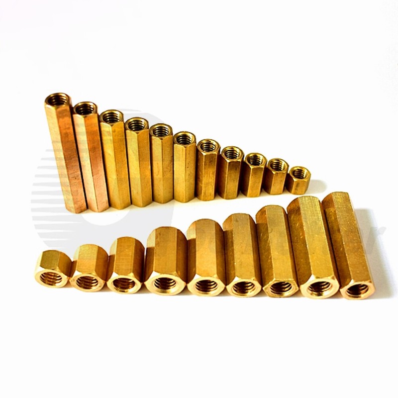 Brass Hexagon Full Nuts Hex Spacers Stud Connector Long Nuts 3/8" UNC x 10-100mm gallery