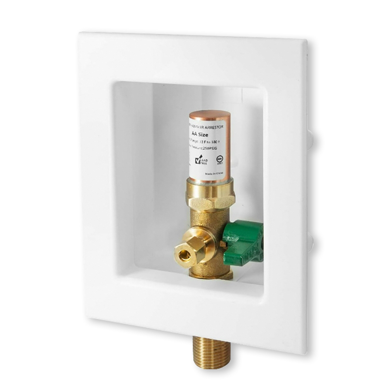 EFIELD 1/2" MNPT Inlet Ice Maker Outlet Box, With Copper Water Hammer Arrestor gallery