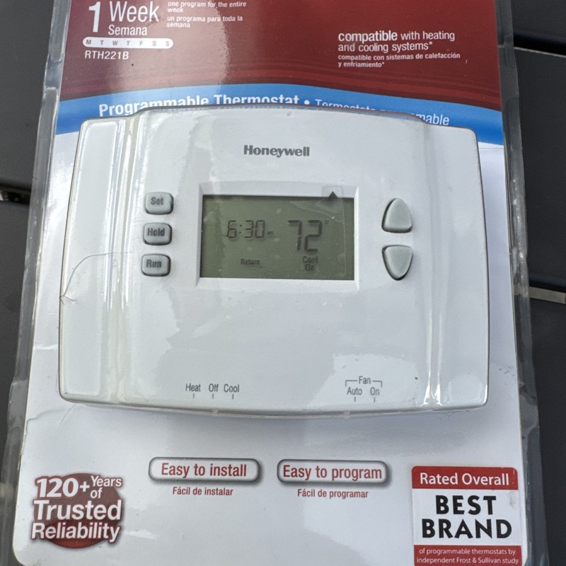 Honeywell RTH221B 1-Week Programmable Thermostat Heating Cooling New Sealed gallery