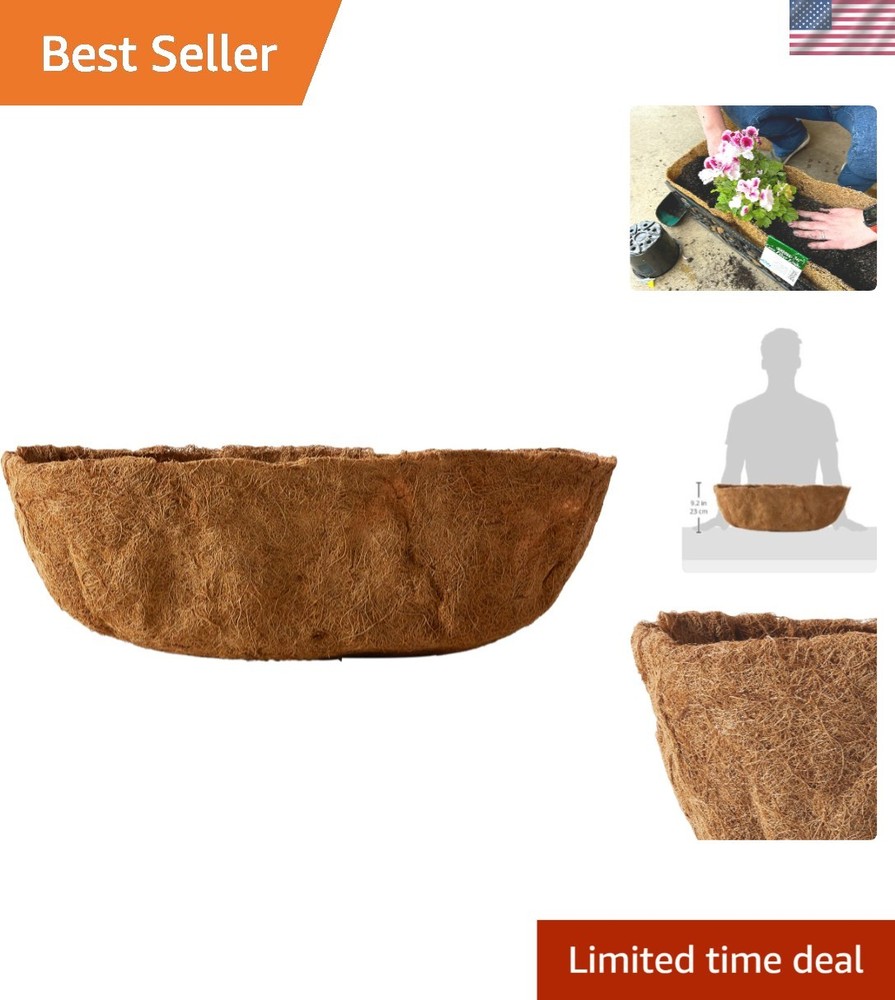 High-Performance 24-Inch Coco Liner with Integrated Soil Moist for Window Boxes