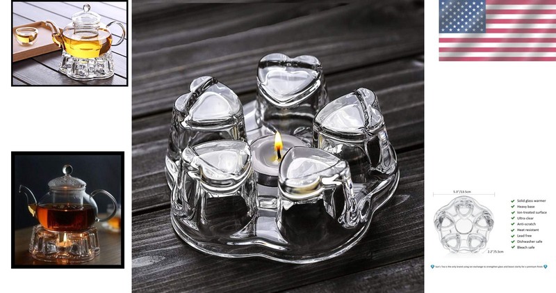 Stylish Solid Glass Teapot Warmer with Stability and Airflow – 200°F Capacity gallery