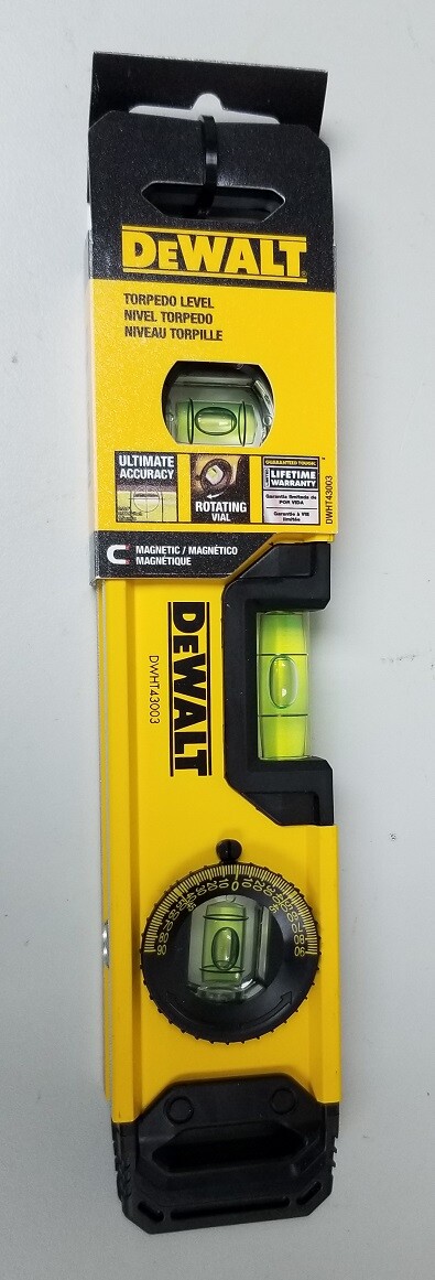 DEWALT DWHT43003 MAGNETIC TORPEDO LEVEL IN RETAIL PACKAGING gallery