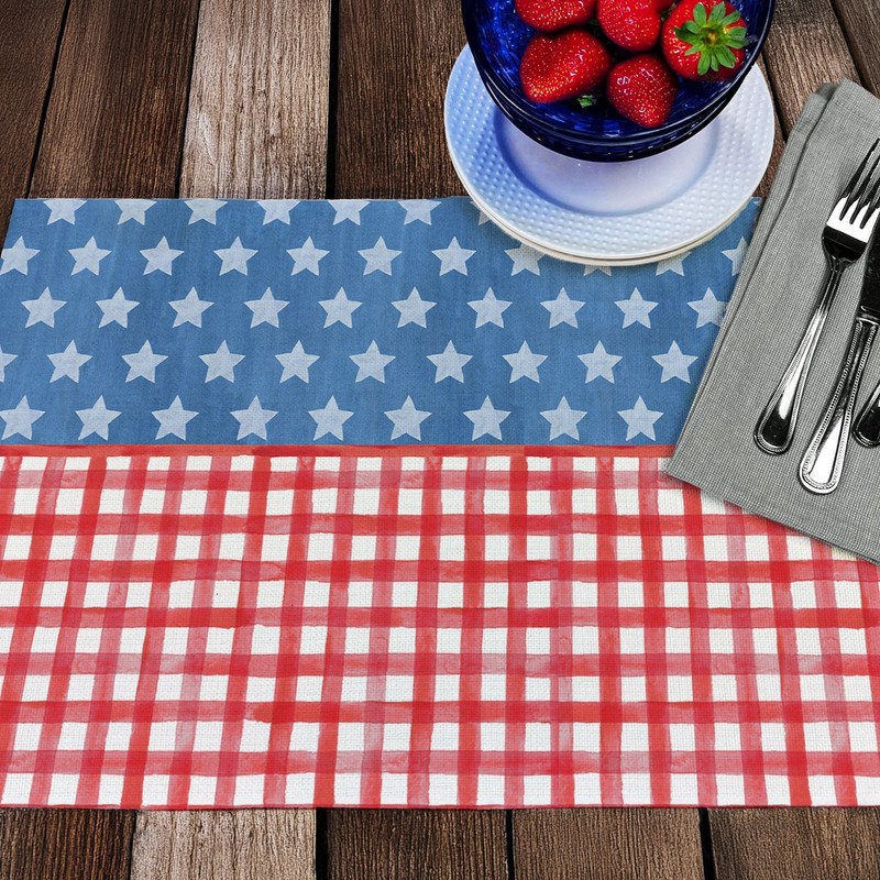 Old Glory Gingham 4-Pack Poly-Cotton Blend Placemats Manufactured in The USA gallery