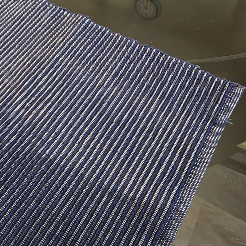 Woven Blue & Shiny Silver Thread Striped Placemats - Set Of 4 - 18" X 13" gallery