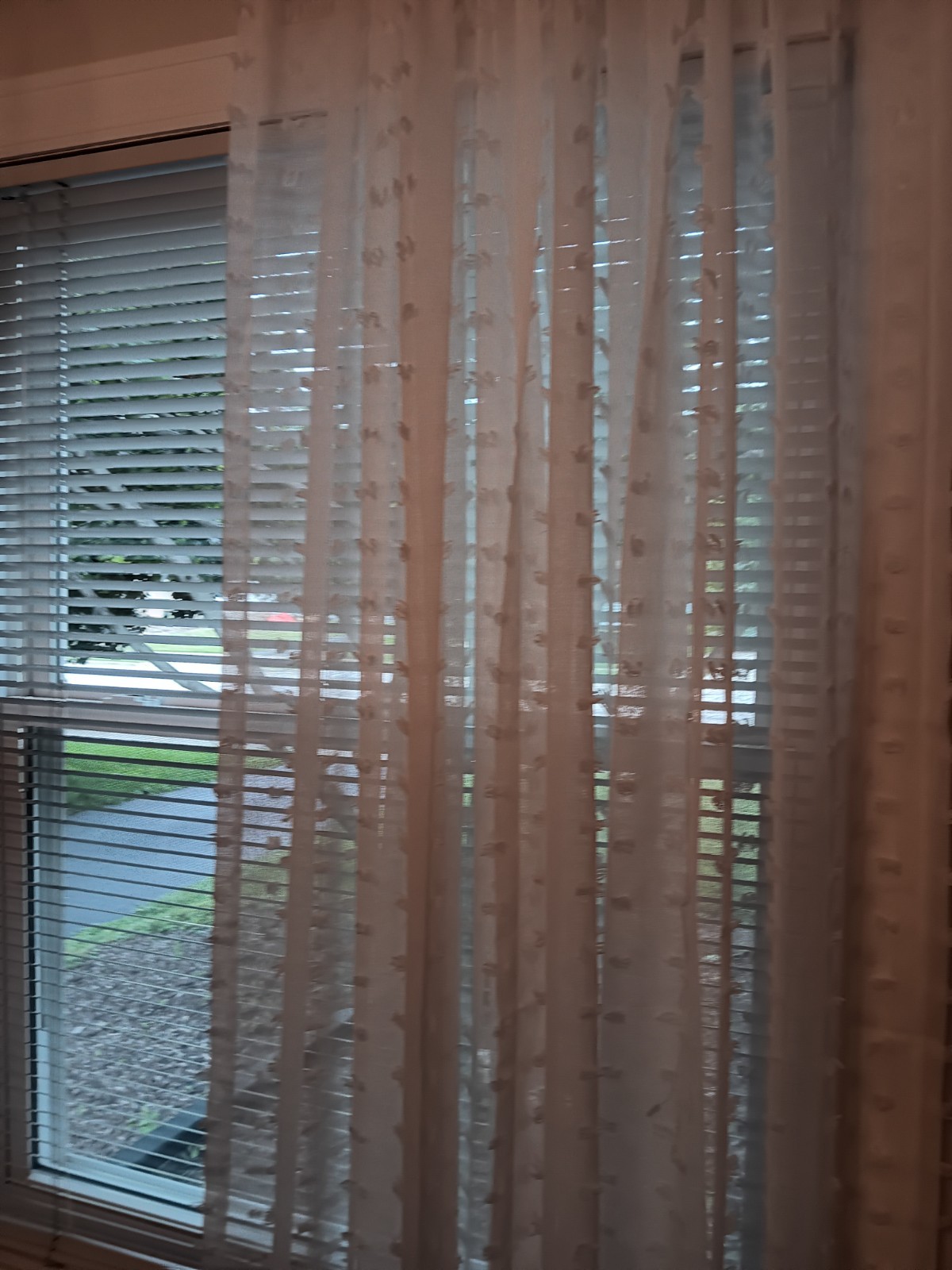 DKNY Dotted White Sheer (4) Panel Rod Pocket Window Curtains 50" x 84” gallery