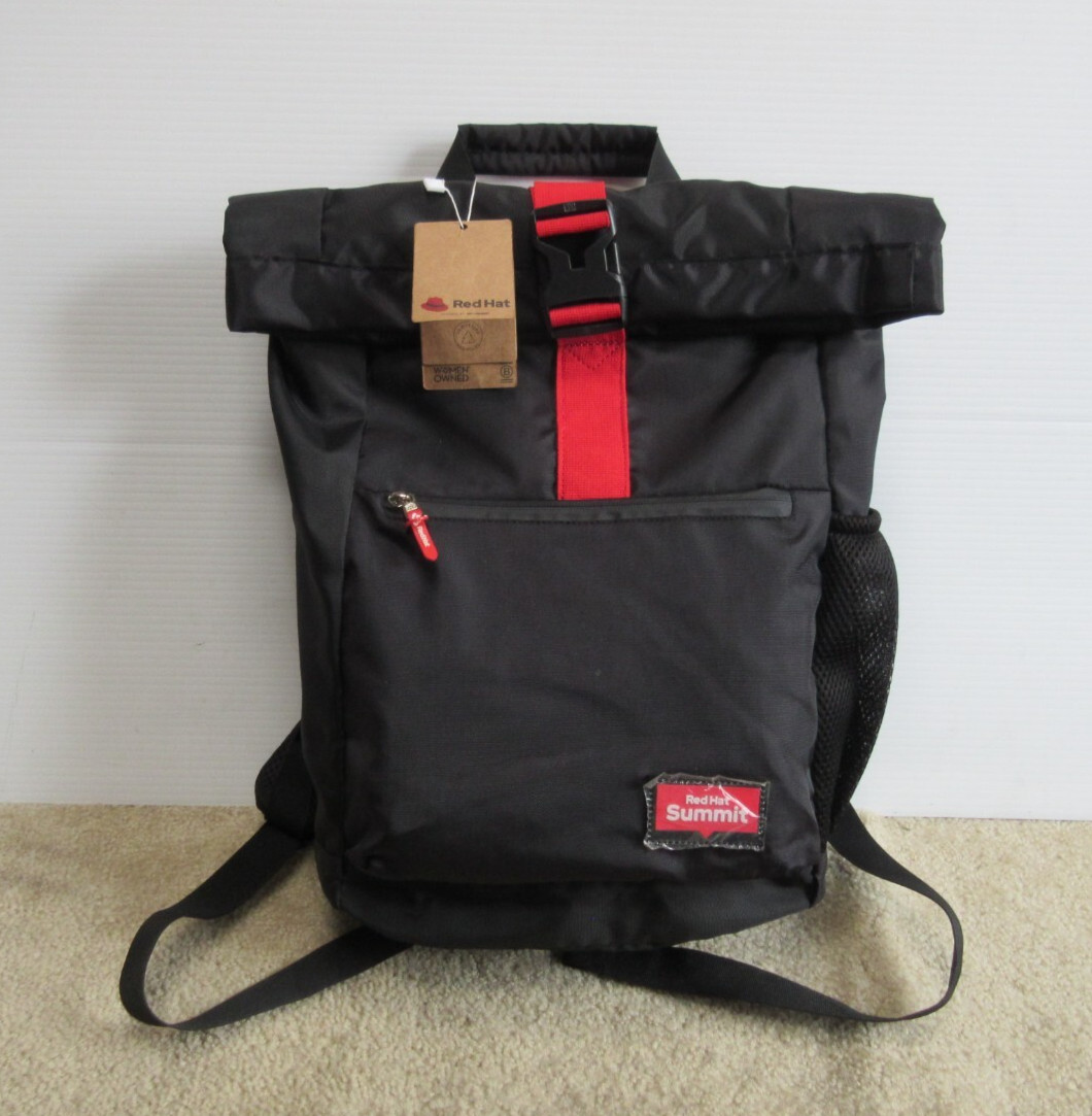 Red Hat Summit Black Roll Up Top Backpack - New