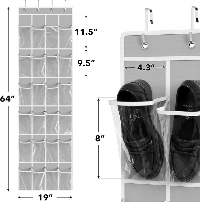 Simple Houseware 24 Pockets - Crystal Clear Over The Door Hanging Shoe Organizer gallery