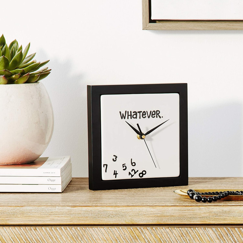 Whatever. Scrambled Numbers Always Late 7.5 X 7.5 Inch Square Hanging Wal gallery